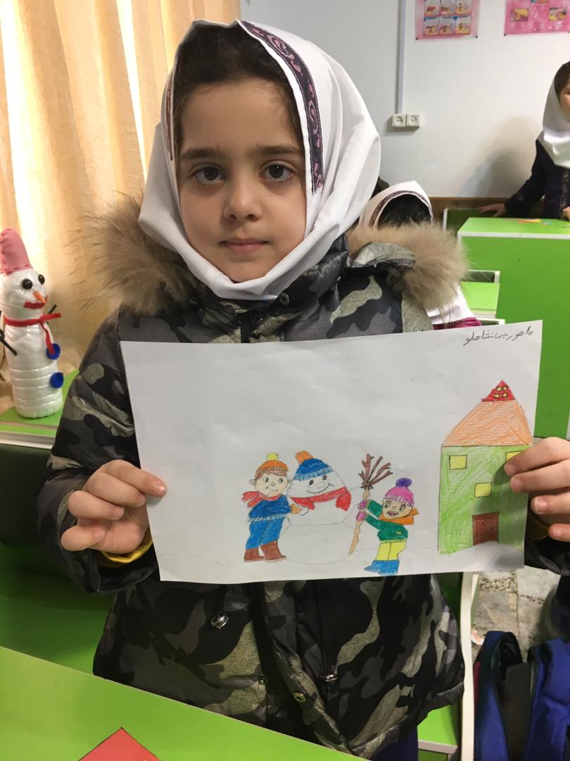 کاردستی و نقاشی های برفی در روزهای تعطیل برفی در کلاس سوم